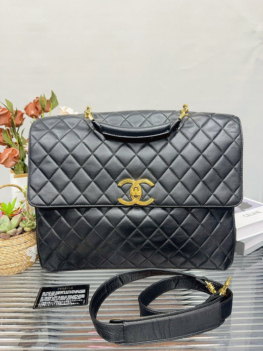 Chanel Classic Quilted Black Leather Shoulder Bag HFY