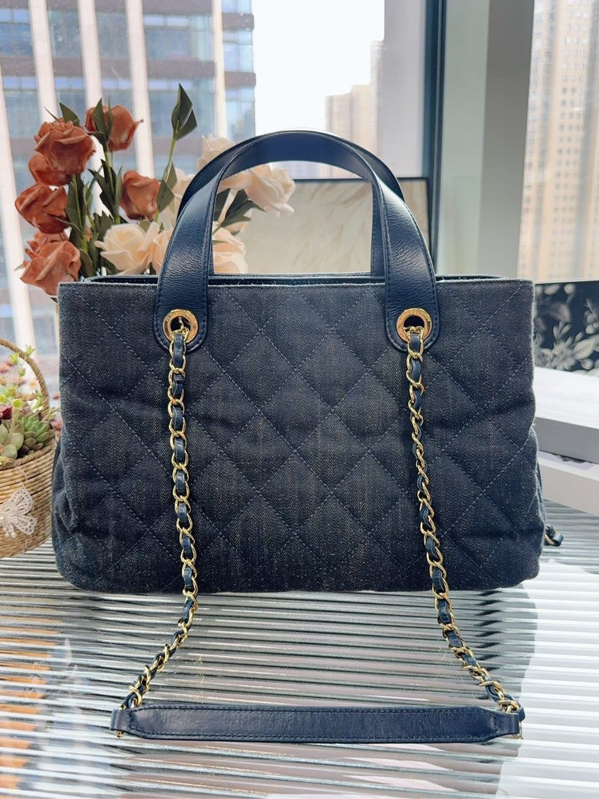 Chanel HFY Denim Blue Quilted Shoulder Bag