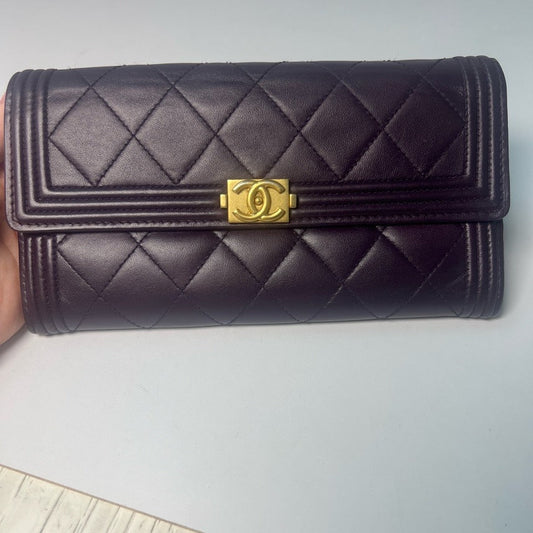 Chanel LeBoy Quilted Black Leather Wallet