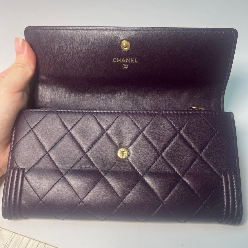 Chanel LeBoy Quilted Black Leather Wallet