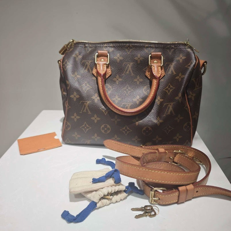 Louis Vuitton Speedy 25 Monogram Canvas Brown Top Handle Bag