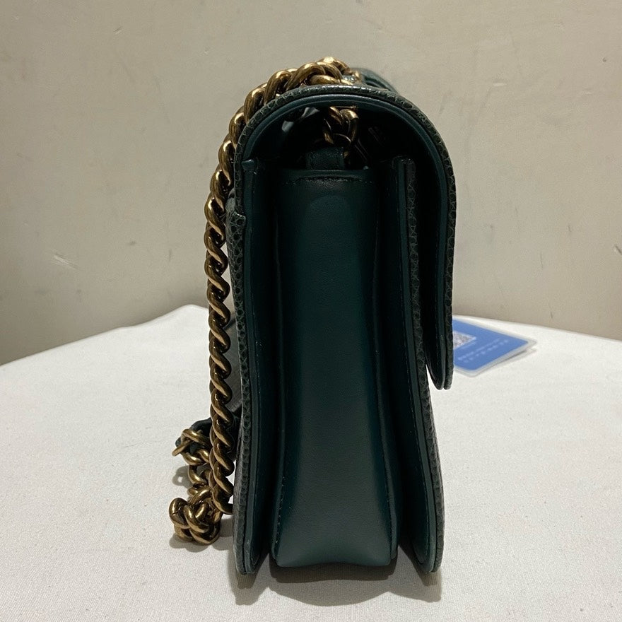 Chanel Medium Lizard Skin Shoulder Bag in Green Leather