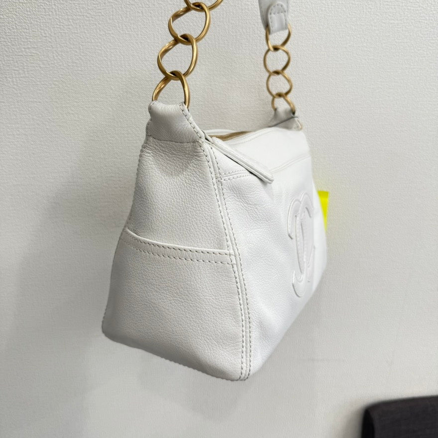 Chanel Coco Calfskin Chain Hobo Bag GT0620 White Leather