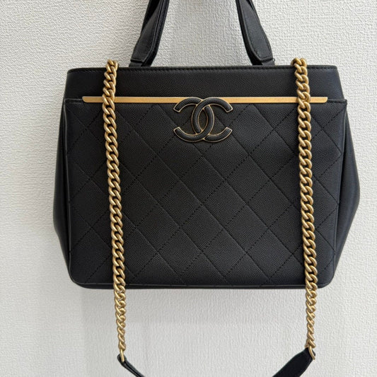 Chanel Caviar Leather way Chain Bag GT Black Shoulder Bag
