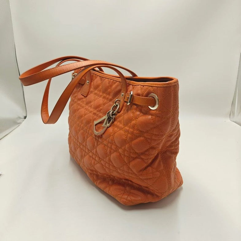 Christine Dior Miss Dior Tote Orange Leather Bag