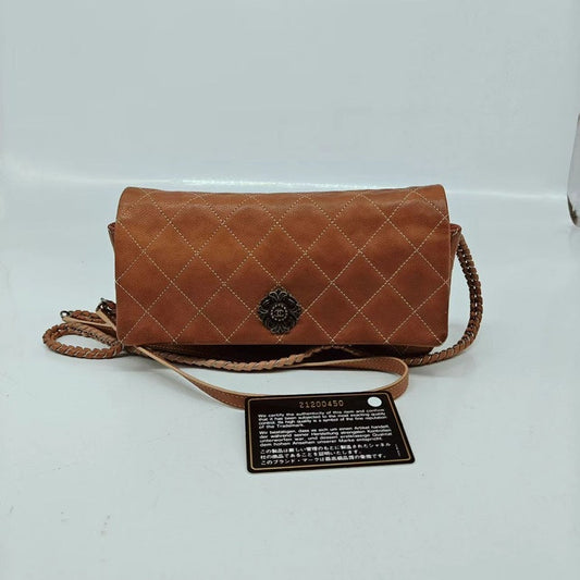 Chanel Vintage Classic Flap Crossbody Brown Leather Bag