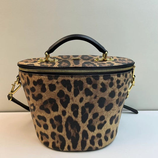 Dolce & Gabbana Leopard Print Crossbody Bag - Brown Leather