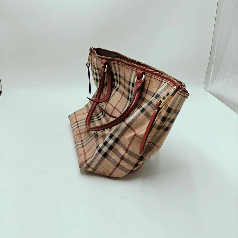 Burberry Tartan Checkers Beige Tote Bag