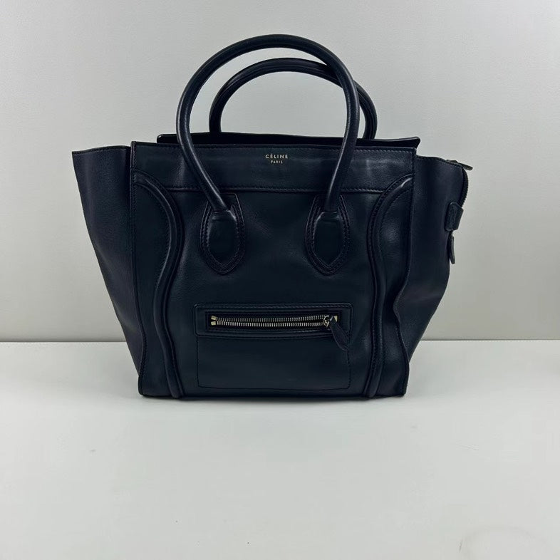Celine Luggage Black Smooth Teen Calfskin Tote Bag