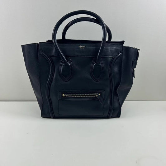 Celine Luggage Black Smooth Teen Calfskin Tote Bag