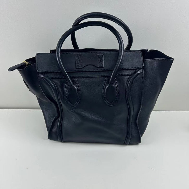 Celine Luggage Black Smooth Teen Calfskin Tote Bag