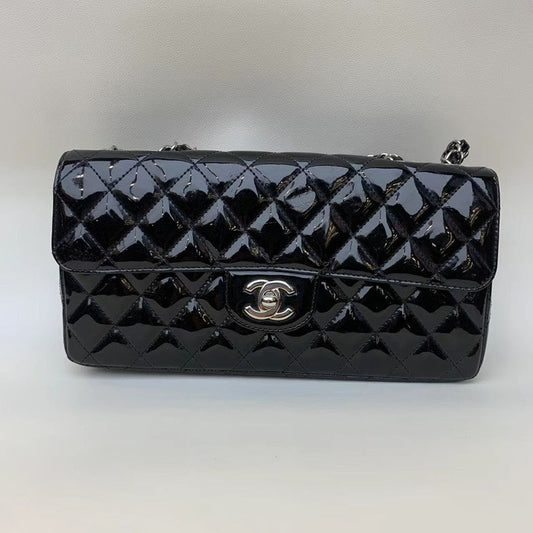 Chanel Classic Black Patent Flap Crossbody Bag - Iconic Designer Style