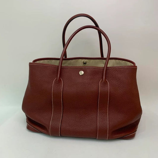 Hermes Garden Party Brown Leather Tote Handbag