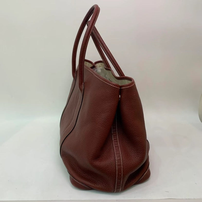Hermes Garden Party Brown Leather Tote Handbag