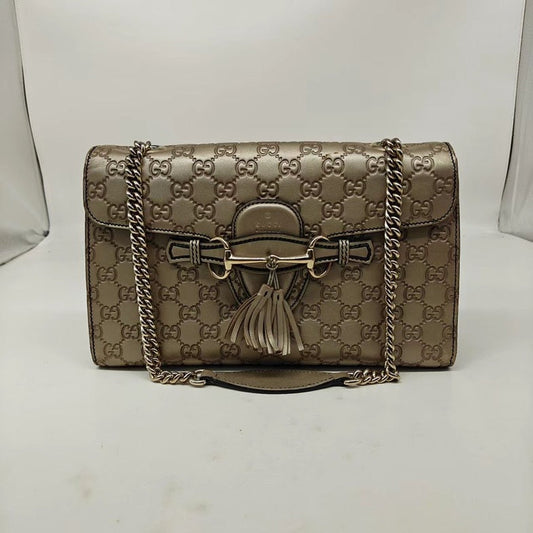 Gucci Emily Golden Crossbody Bag in Metallic Leather