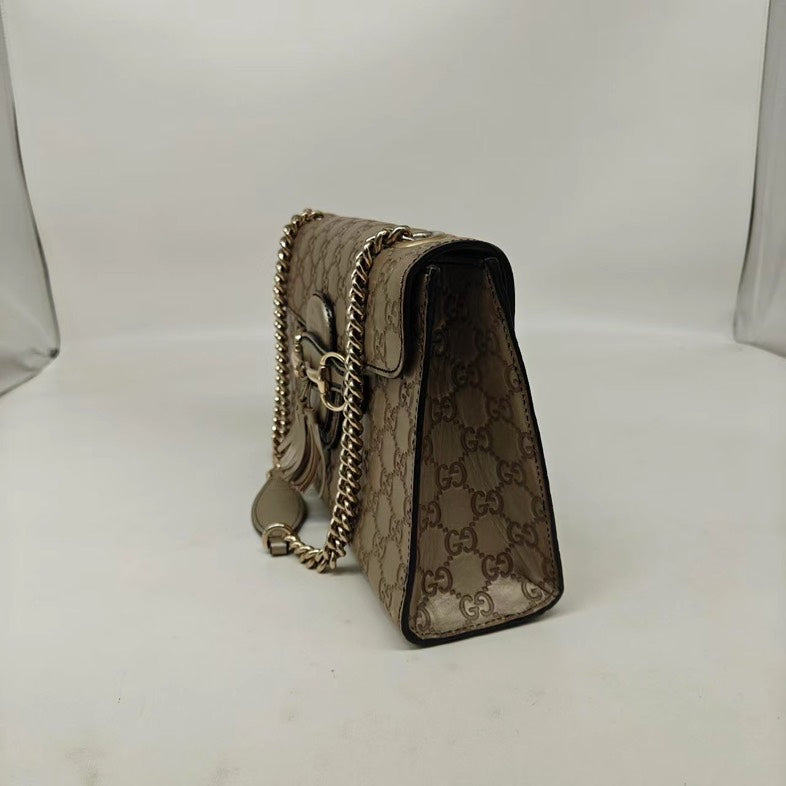 Gucci Emily Golden Crossbody Bag in Metallic Leather