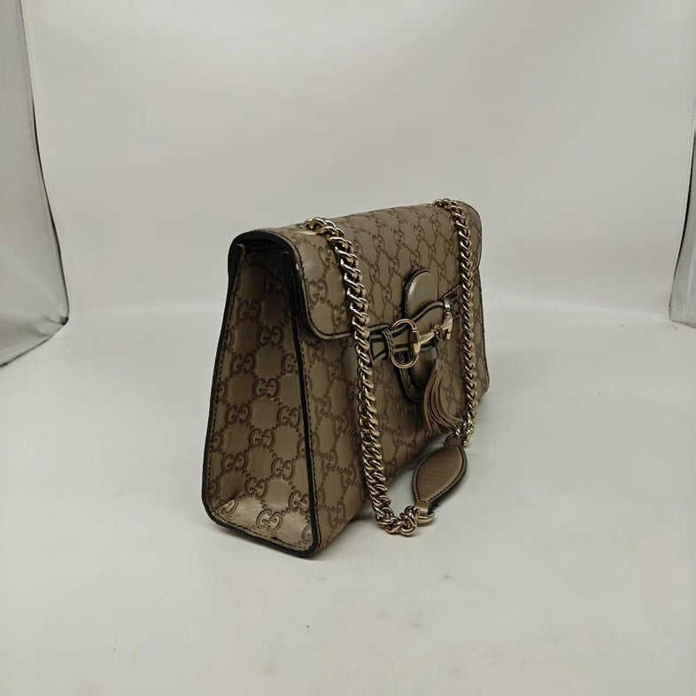 Gucci Emily Golden Crossbody Bag in Metallic Leather