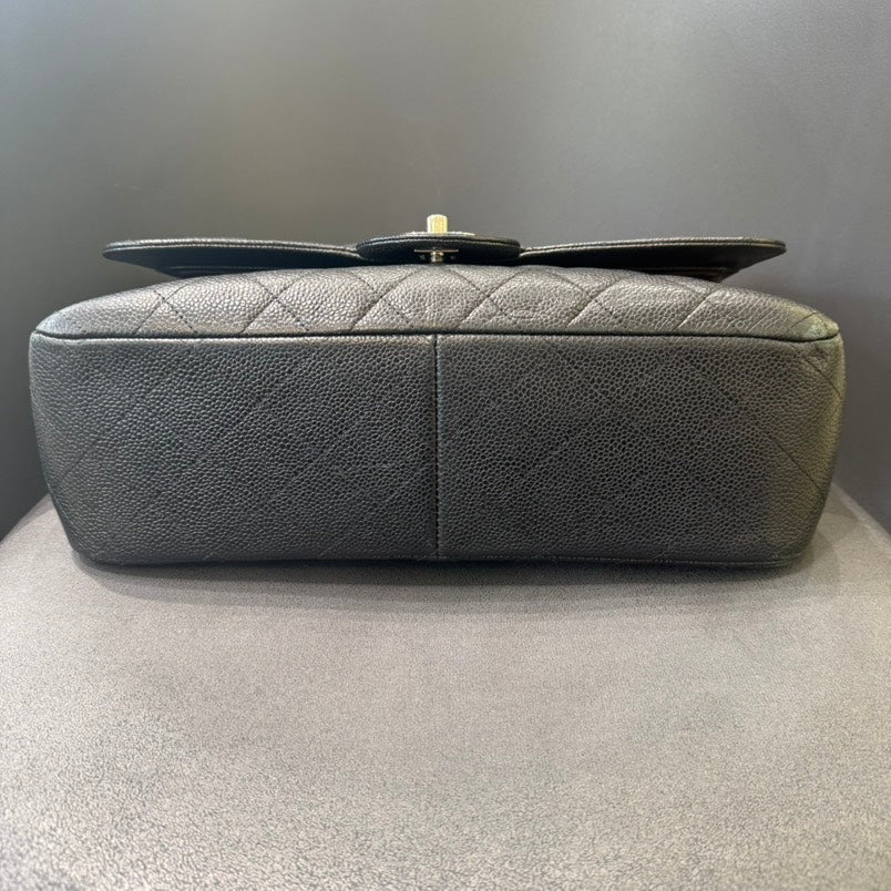 Chanel Jumbo Black Silver Double Flap Shoulder Bag