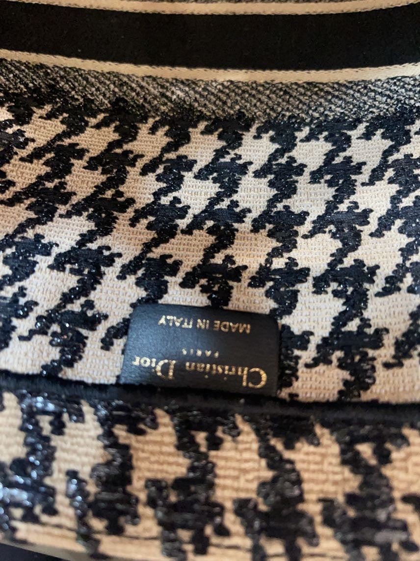 Christian Dior Book Tote Large Houndstooth Canvas Bag