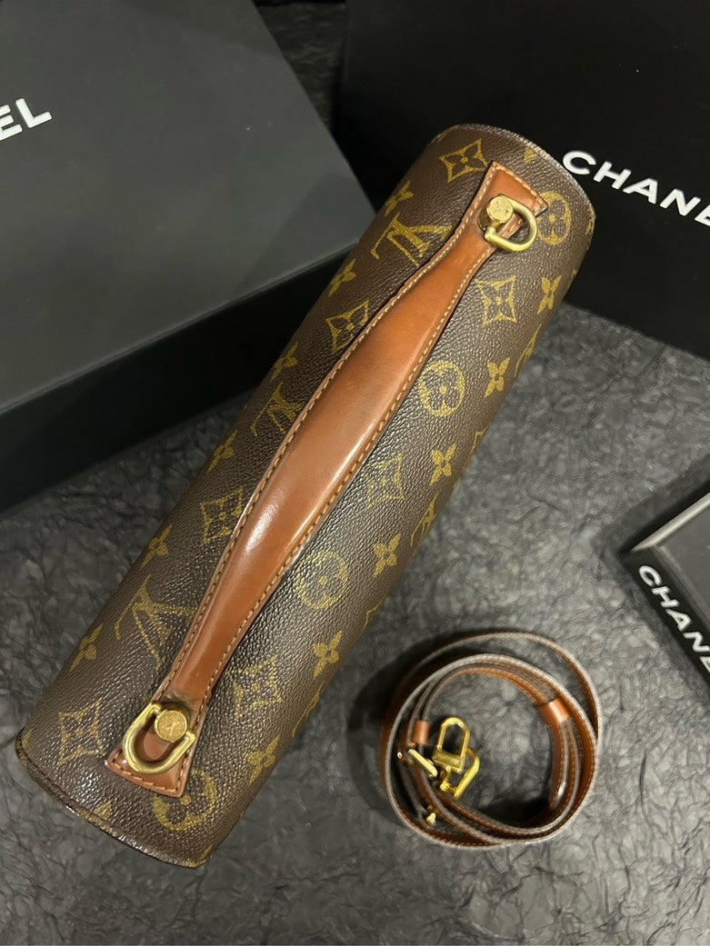 LOUIS VUITTON Monogram Monceau Handbag Brown 27.5cm Top Handle Bag