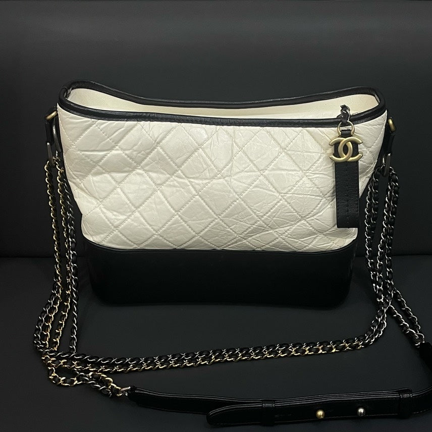 Chanel HY Quilted White and Black Shoulder Bag