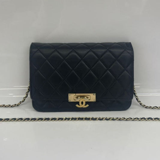 Chanel Quilted Black Leather Crossbody Bag