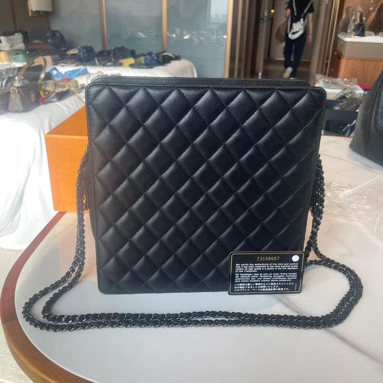 Chanel Preloved HY Quilted Crossbody Bag in Black Leather