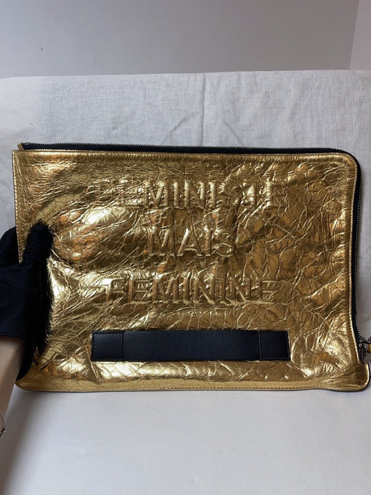 Chanel Gold Leather Pouch