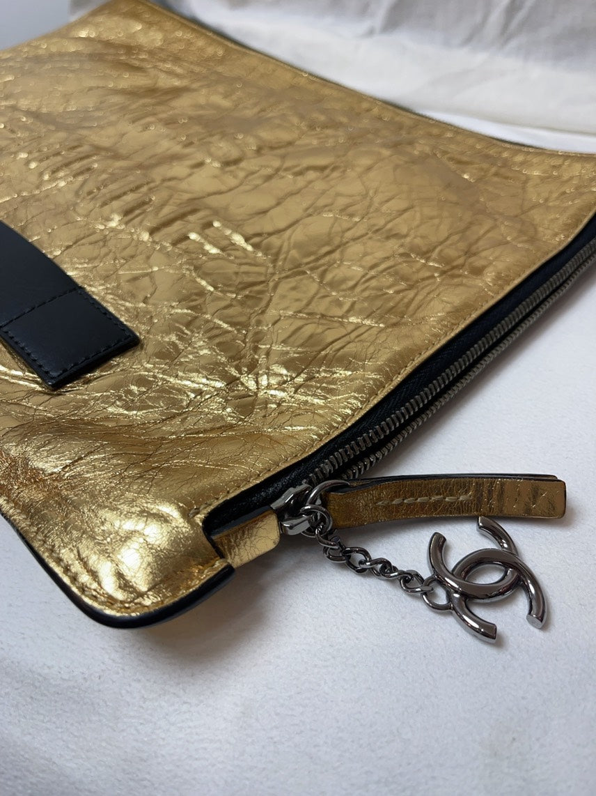 Chanel Gold Leather Pouch