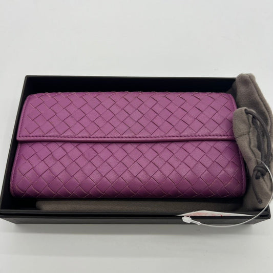 Bottega Veneta Preloved BV Long Wallet A7808 Pink Braided