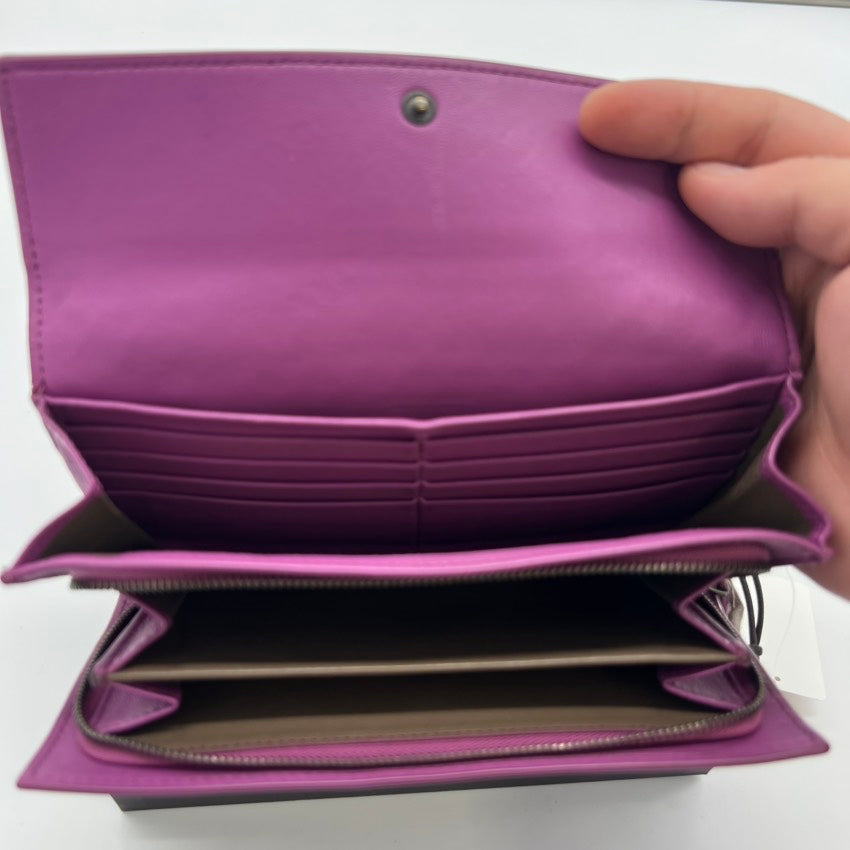 Bottega Veneta Preloved BV Long Wallet A7808 Pink Braided