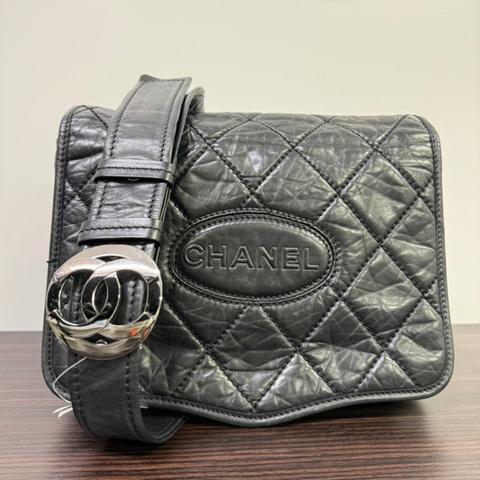 Chanel Calfskin Quilted Shoulder Bag Black LB