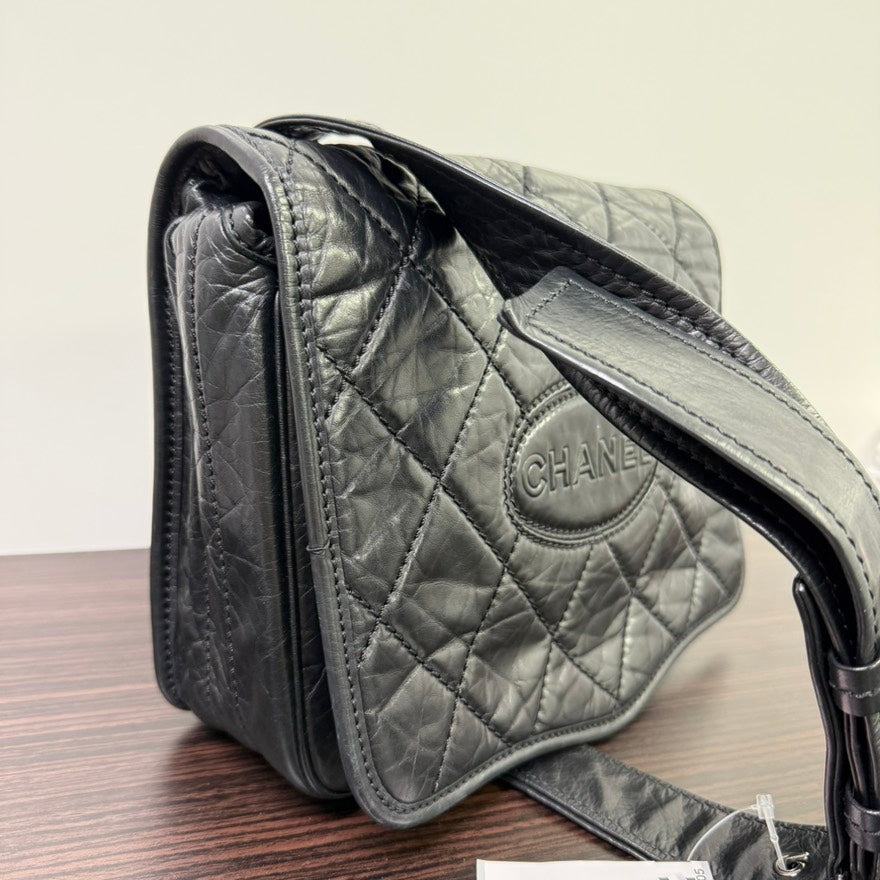 Chanel Calfskin Quilted Shoulder Bag Black LB