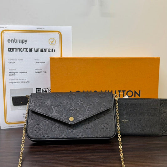 Louis Vuitton Monogram Empreinte Pochette Felicie Black Crossbody Bag LB114176