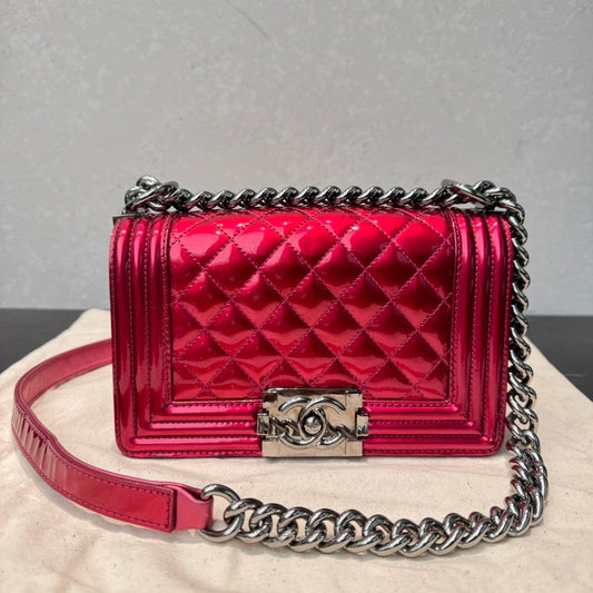 Chanel Boy Bag Red Leather Shoulder Bag