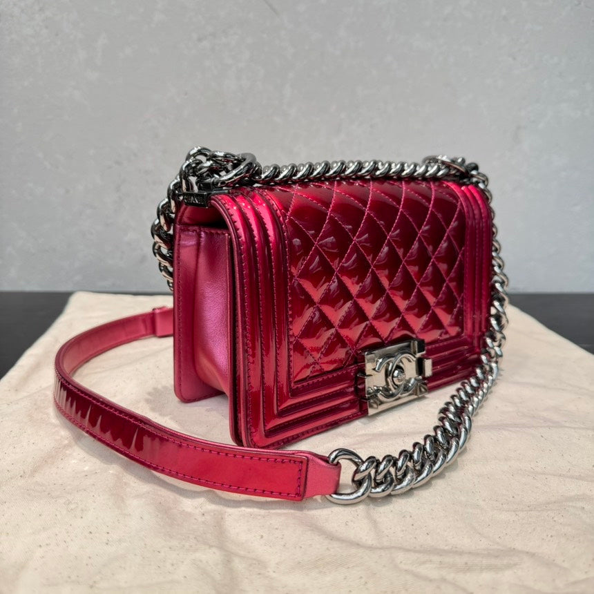 Chanel Boy Bag Red Leather Shoulder Bag