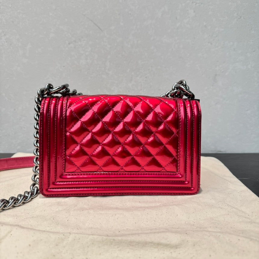 Chanel Boy Bag Red Leather Shoulder Bag