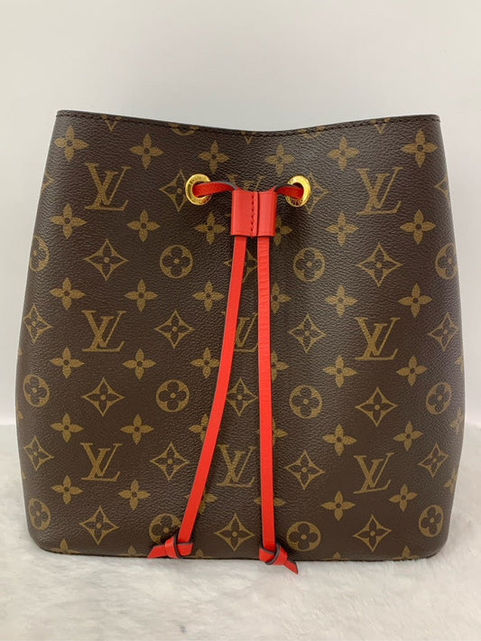Louis Vuitton Neo Noe Monogram Brown Red Bucket Bag
