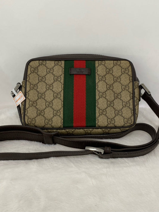 Gucci Monogram Camera Box Beige Canvas Crossbody Bag