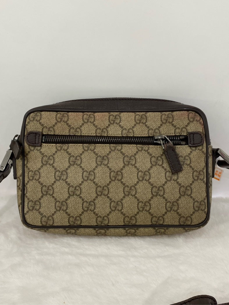 Gucci Monogram Camera Box Beige Canvas Crossbody Bag