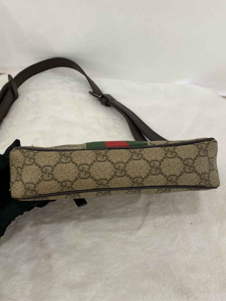 Gucci Monogram Camera Box Beige Canvas Crossbody Bag