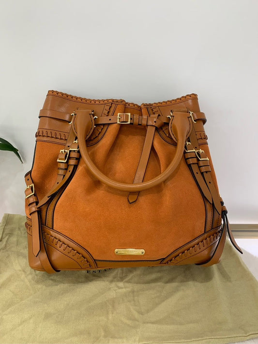 Burberry Show Field Style Tan Leather Tote Bag