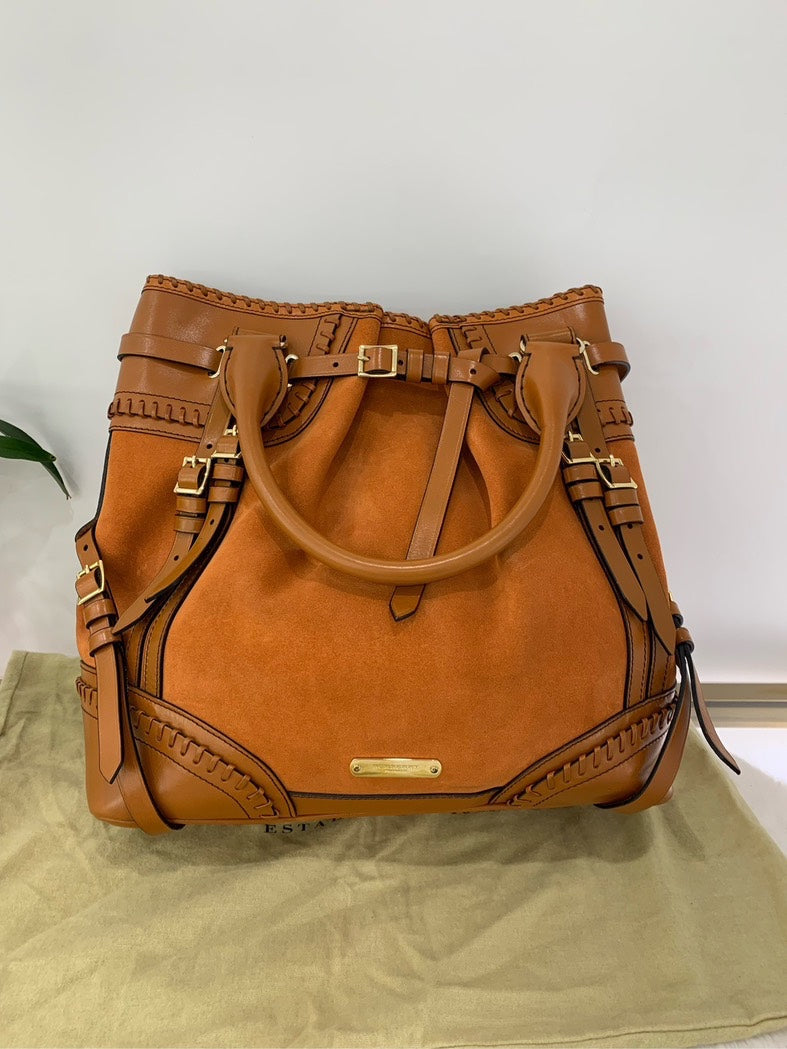Burberry Show Field Style Tan Leather Tote Bag