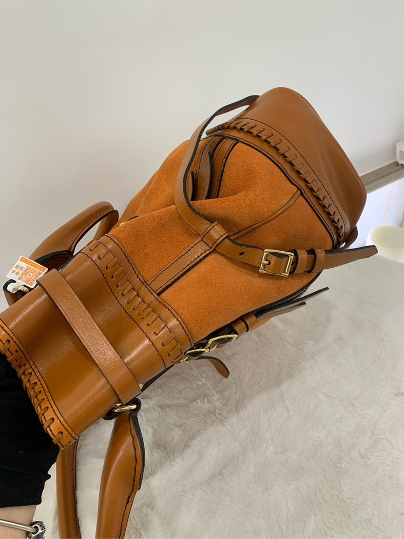 Burberry Show Field Style Tan Leather Tote Bag