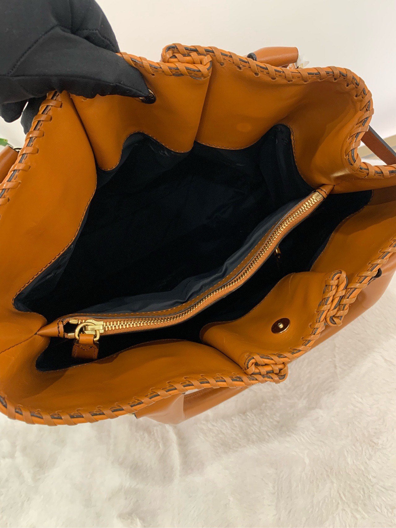 Preloved Burberry Roma Tote Brown Leather Tote Bag