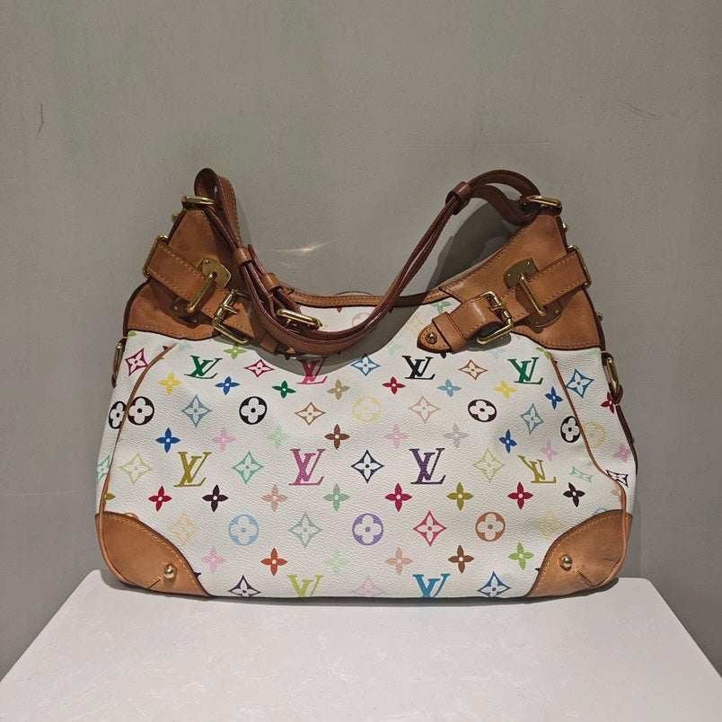 Louis Vuitton White Murakami Monogram Multicolore Hobo Tote Bag