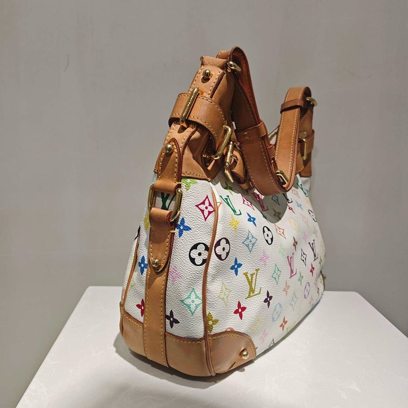 Louis Vuitton White Murakami Monogram Multicolore Hobo Tote Bag