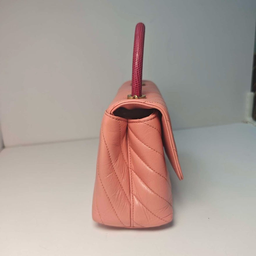 Chanel Coco Handle Pink Lizard Handle Small Preloved Bag
