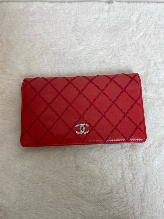 Chanel Quilted Red Leather Wallet