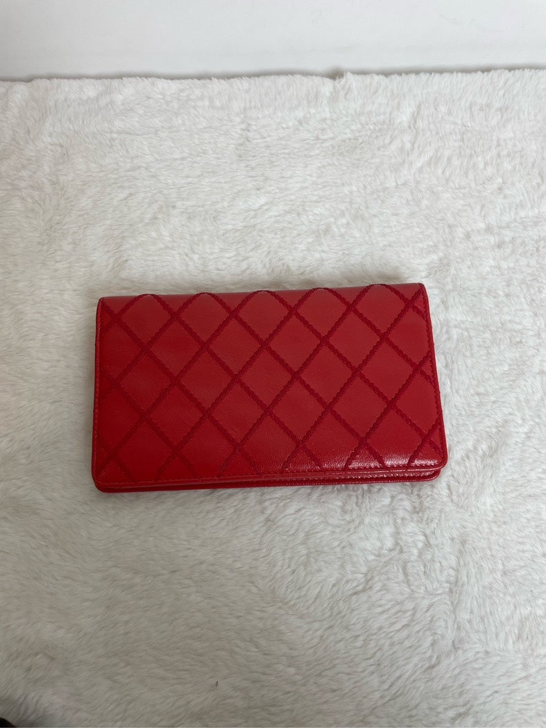 Chanel Quilted Red Leather Wallet